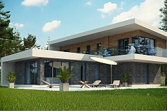 Стильный современный коттедж с плоской кровлей