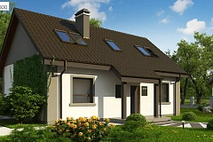 Компактный дом с мансардой и большой террасой на первом этаже