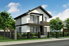 Вариант Z372 компактного двухэтажного дома для узких участков с плитами перекрытия