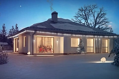 Функциональный одноэтажный дом с фронтальным гаражом для двух авто