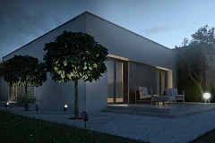 Одноэтажный дом в стиле хай-тек с четырьмя спальнями.