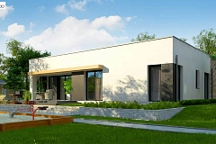 Современный комфортабельный одноэтажный дом с функциональным интерьером и уютной террасой.