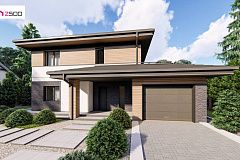 Современный двухэтажный проект дома Z421 с гаражом на одну машину