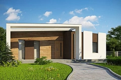 Современный и функциональный одноэтажный дом с уникальной архитектурной формой.