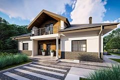 Комфортный проект дома с балконом на мансардном этаже