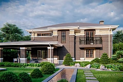 Вариант двухэтажного дома Zz15 с облицовкой кирпичом