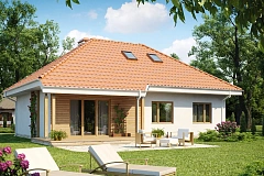 Одноэтажный дом в традиционном стиле с возможностью обустройства чердачного помещения.