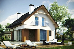 Элегантный дом с мансардой, с кухней со стороны сада и эркером в обеденной зоне.