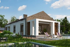 Проект для узкого участка без гаража с тремя спальнями