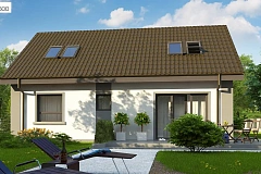 Компактный дом с мансардой и большой террасой на первом этаже