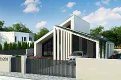 Увеличенная версия проекта Zx201 с просторной гостиной совмещенной с кухней