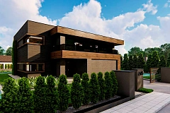 Современный двухэтажный дом с плоской кровлей