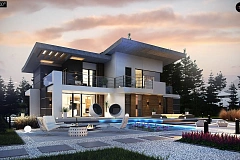 Вариант современного двухэтажного дома Zx22 с подвалом