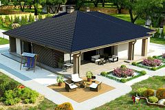 Компактный одноэтажный дом стильного дизайна