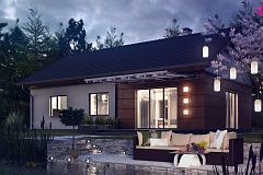 Аккуратный одноэтажный дом в классическом стиле