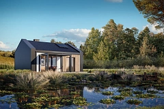 Компактный одноэтажный дом с 2умя спальнями.