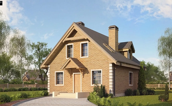 Версия проекта Z1 с альтернативной отделкой фасадов из кирпича.