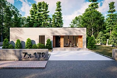 Вариант cовременного одноэтажного дома Zx176 с измененной планировкой