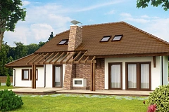 Проект комфортного дома с большим гаражом и дополнительной спальней на первом этаже.