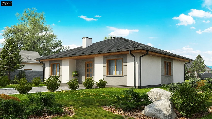 Одноэтажный коттедж с четырьмя спальнями