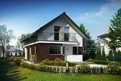 Функциональный аккуратный дом с мансардой, также для узкого участка.