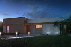 Одноэтажный дом в стиле хай-тек с четырьмя спальнями.