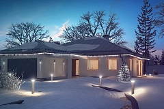 Функциональный одноэтажный дом с фронтальным гаражом для двух авто