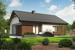 Проект уютного одноэтажного дома с двускатной кровлей
