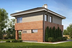 Проект компактного, функционального дома, с кирпичной облицовкой фасадов.