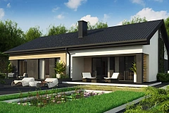 Стильный одноэтажный дом с двускатной кровлей и грамотной планировкой