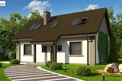 Компактный дом с мансардой и большой террасой на первом этаже