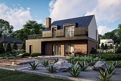 Дом с мансардой, гаражом и большой террасой