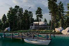 Вариант двухэтажного проекта дома Zx63B+ с плоской кровлей