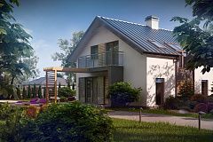 Дом традиционной формы с современными элементами в архитектуре. Уютный и функциональный интерьер.