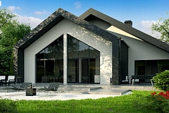 Проект современного дома с нетипичной планировкой и привлекательным дизайном экстерьера.