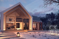 Современный мансардный дом с гаражом на две машины