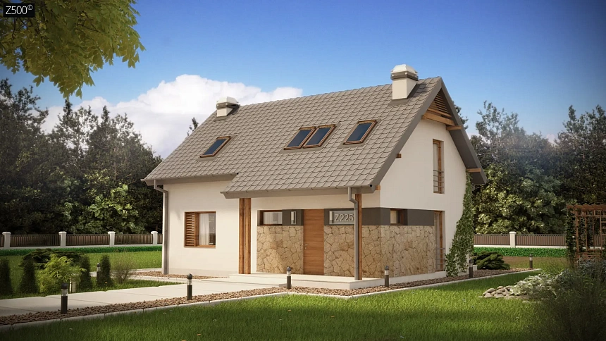 Практичный аккуратный дом с мансардой, с удобной функциональной планировкой.