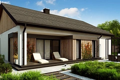 Практичный одноуровневый дом без гаража с современным экстерьером.