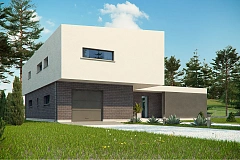 Стильный современный коттедж с плоской кровлей