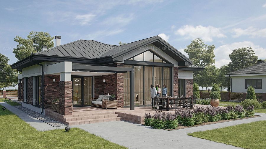 Одноэтажный дом со вторым светом в деревне Городище