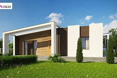 Современный и функциональный одноэтажный дом с уникальной архитектурной формой.