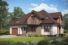 Версия проекта Z18 со встроенным гаражом с левой стороны дома