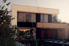 Увеличенный вариант проекта Zx123 с&nbsp;&nbsp;гаражом на две машины, кладовой и сауной.