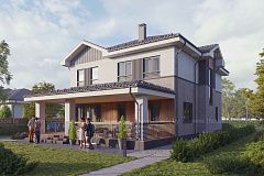 Двухэтажный дом с 5 комнатами и большой гостиной.