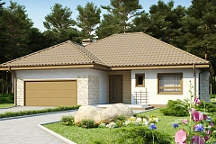 Одноэтажный удобный дом с фронтальным гаражом, с возможностью обустройства мансарды.