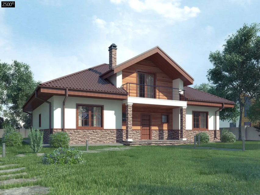 Комфортный дом с открытой мансардой в традиционном стиле (версия проекта Z10)