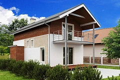 Проект двухэтажного дома для очень узкого участка.