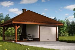 Проект гаража для одного автомобиля, для коттеджей традиционного стиля