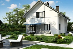 Проект оригинального двухуровневого современного дома без гаража.