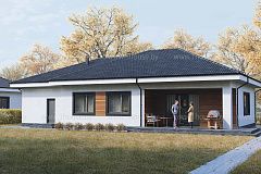 Одноэтажный дом с гаражом на 1 авто и 3 спальнями. 